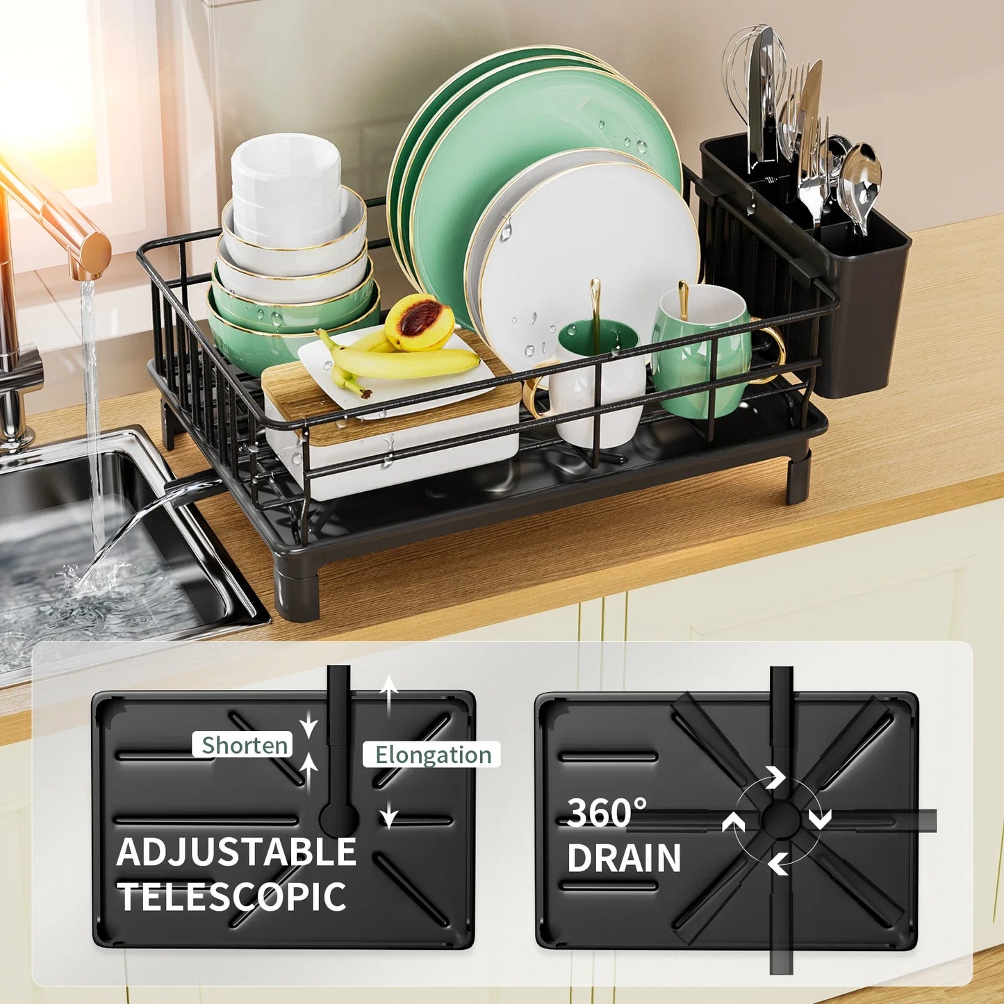Elegant All-in-One Dish Draining Rack™