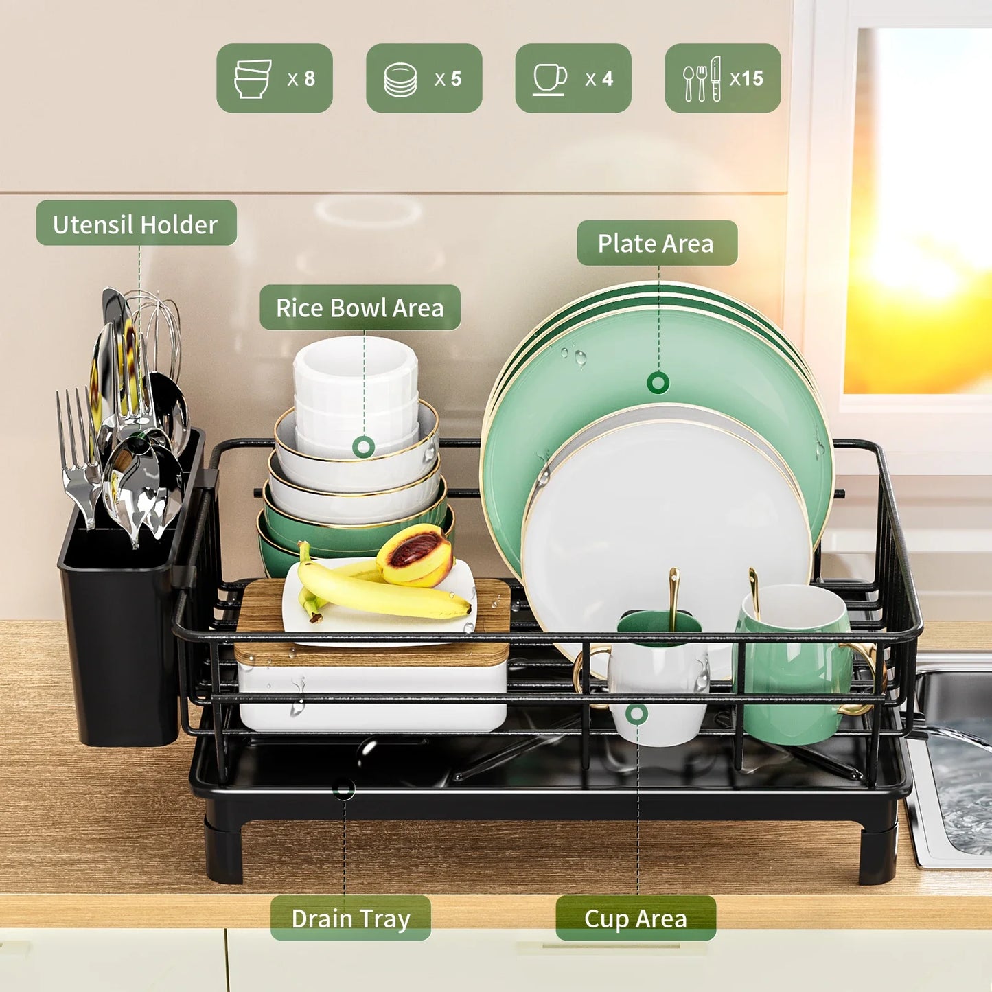 Elegant All-in-One Dish Draining Rack™